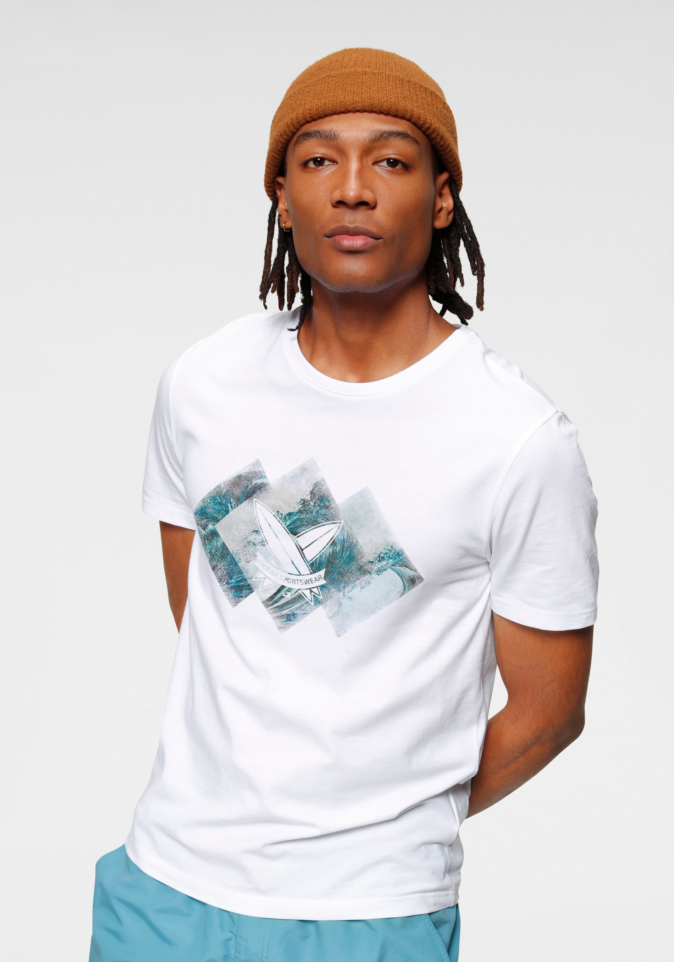 Ocean Sportswear T-Shirt , kurzärmelig,  schmal geschnitten,  mit Print,  Rundhalsausschnitt