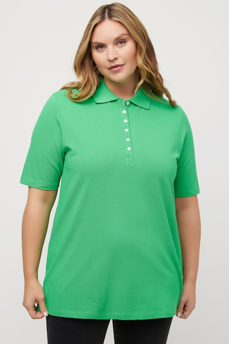 Poloshirt, Piqué, Polokragen, Samt-Knopfleiste, Halbarm
