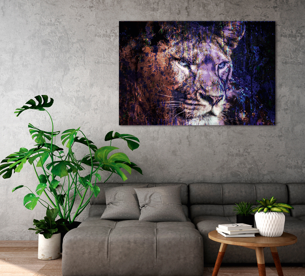 Akustikbild LÖWE IN BLAU 80x120cm, 7kg
