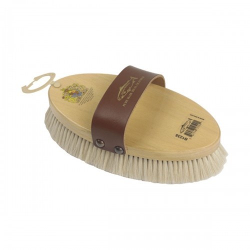 Escova para o corpo de cavalo com pelo de cabra na cor natural