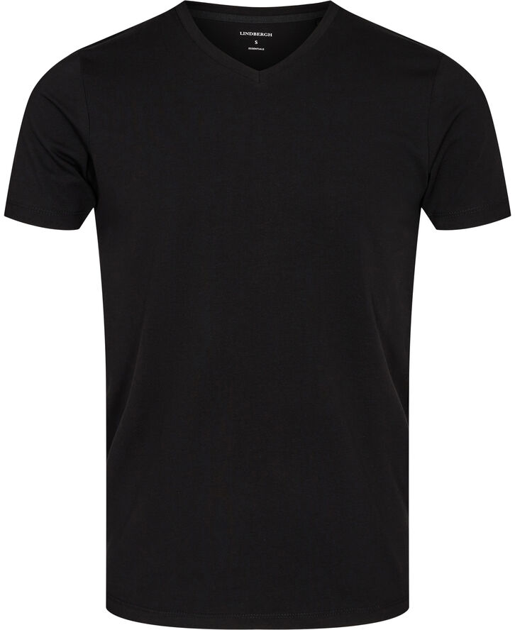 Lindbergh Mens stretch v-neck tee S/S Sort