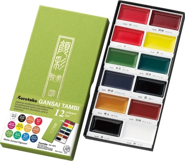 Gansai Tambi Aquarel akvarelfarver, 12 farver