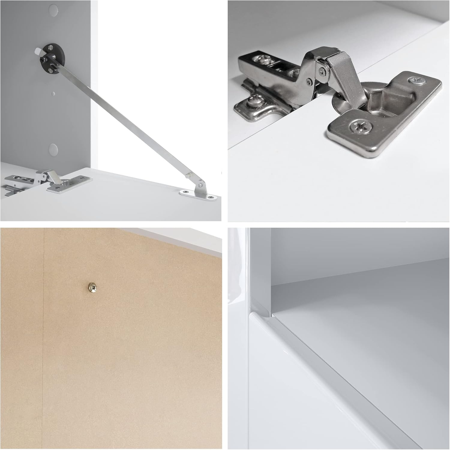Vladon Lowboard Valencia, Made in Germany, TV-Kommode mit 1 offenem Fach und 2 Klappen, Weiß matt/Schwarz Hochglanz/Schwarz Hochglanz (155 x 46 x 40 cm)