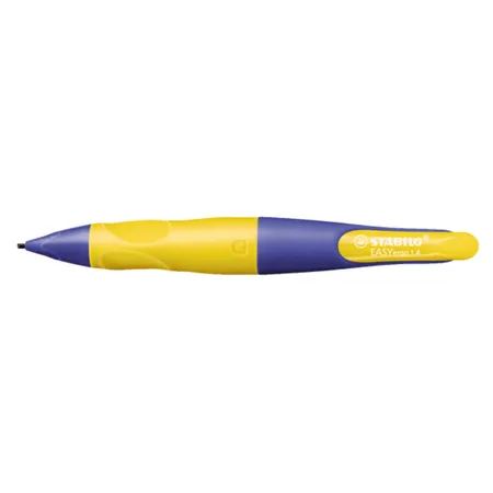 STABILO Ergonomischer Druck-Bleistift EASYergo, violett/neongelb, mit 3 Minen, HB, Rechtshänder