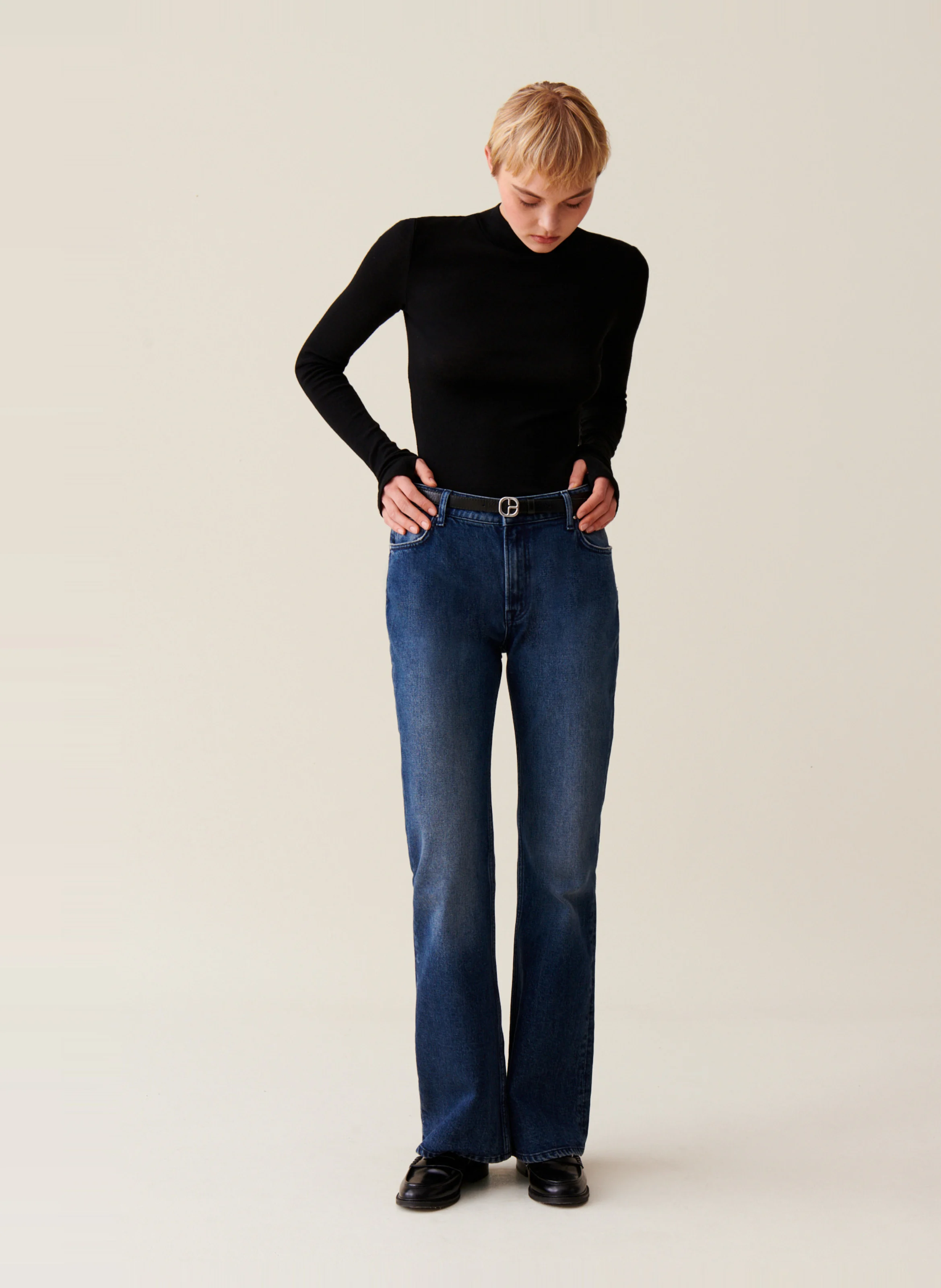Top en laine manches longues | Noir