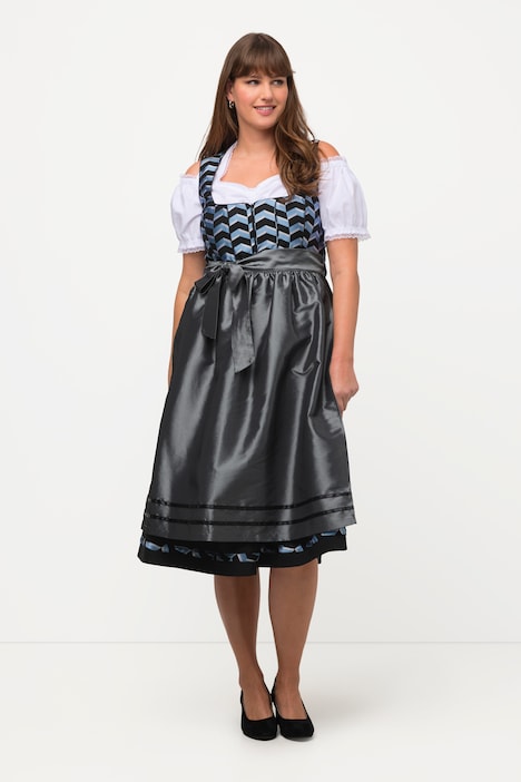 Dirndl, Zackenmuster, Carree-Ausschnitt, ärmellos