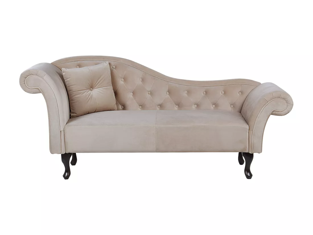 Chaise longue côté droite en velours beige LATTES