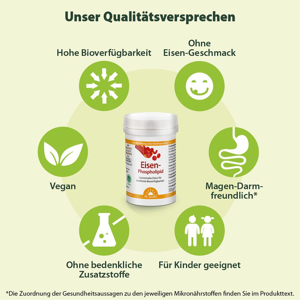 Dr. Jacob's Eisen-Phospholipid Mango Pulver liposomal optimal bioverfügbar vegan
