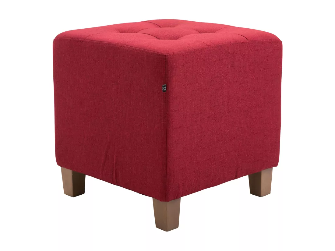 Tabouret - Tissu & Bois - Rouge - Pharao