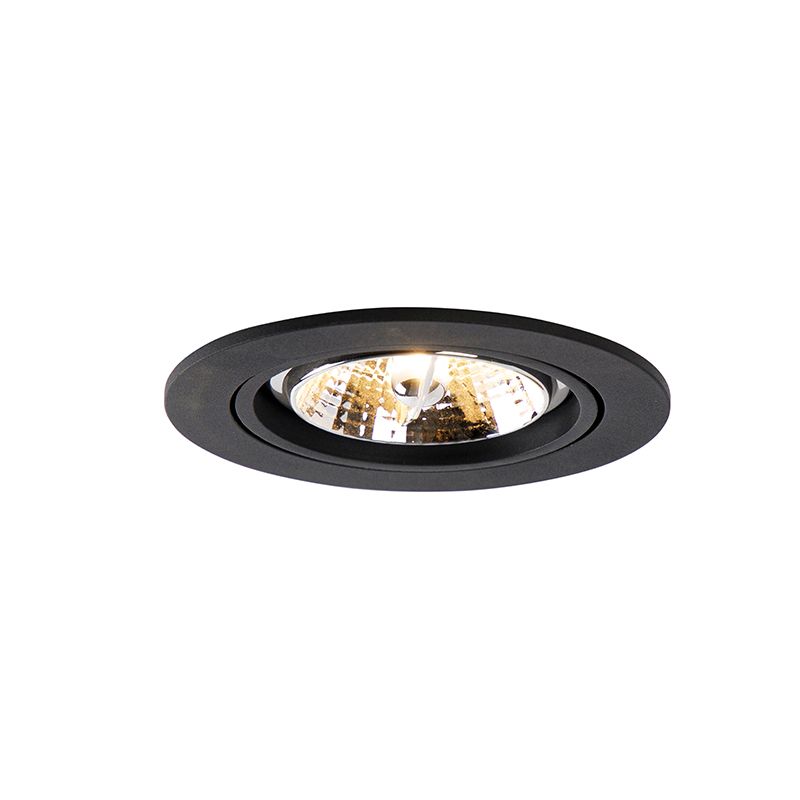 Set van 6 Moderne inbouwspot zwart kantelbaar AR70 - Cisco