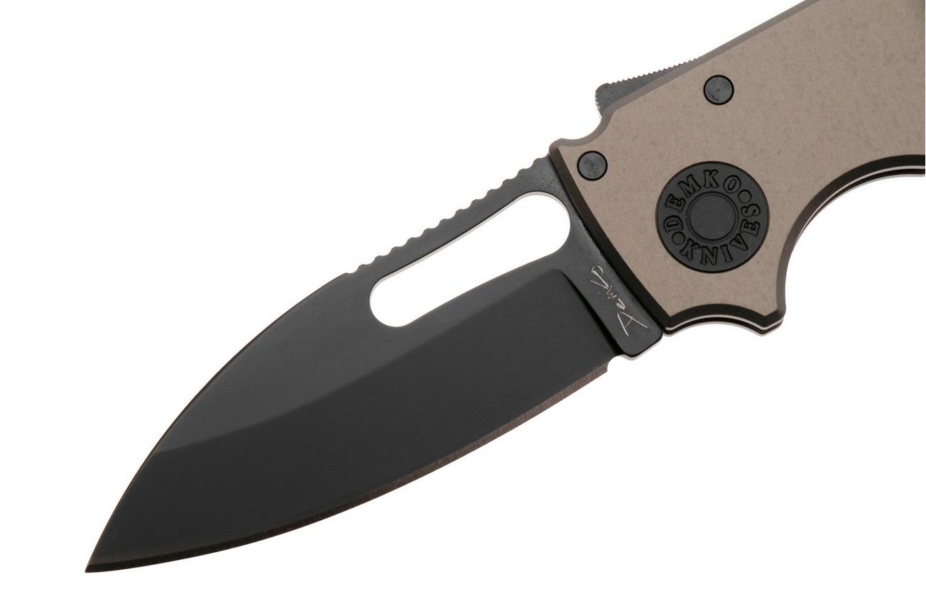 Demko Knives Shark-Cub Shark-Lock Slicer Shark SC-20CV-BLKG10-SS Artillery Grey Anodized Aluminium, zakmes