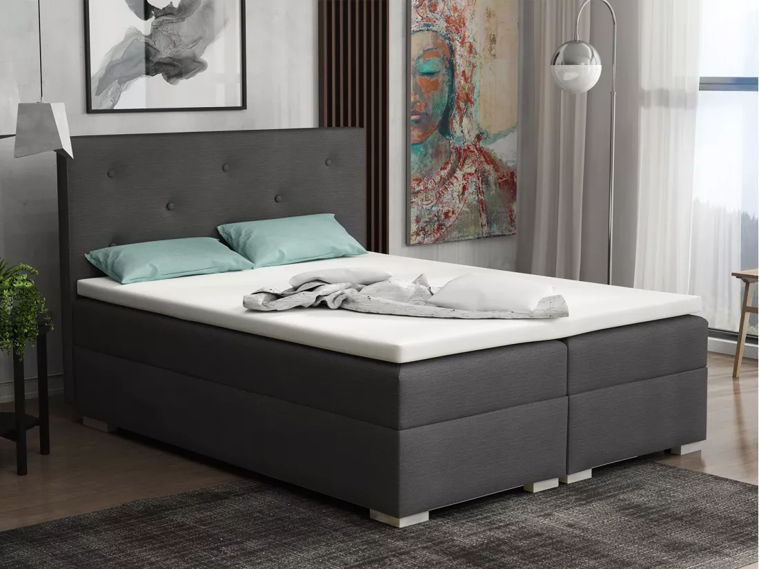 LIT BOXSPRING avec surmatelas Holta 160x200 cm, Orinoco 96 (Gris foncé)