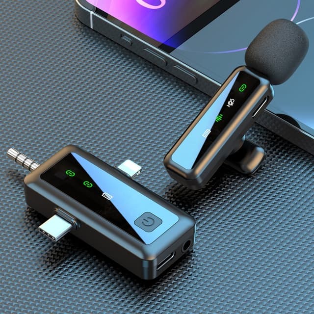 3 i 1 iP USB-C 3,5 mm trådløs Lavalier-mikrofon Støjreducerende mikrofon 1 sender 1 modtager
