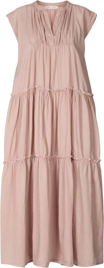 Rabens Saloner Cotton tiered long dress - Lorita Pearl grey