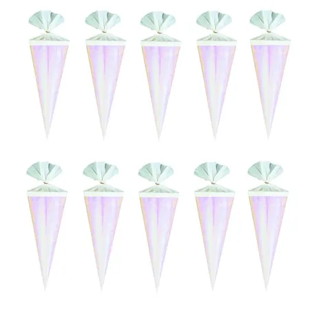 Verpackungsmittel GmbH 10 Deko Schultüten / Länge: 20cm / Farbe: rose' mit weissen Krepp
