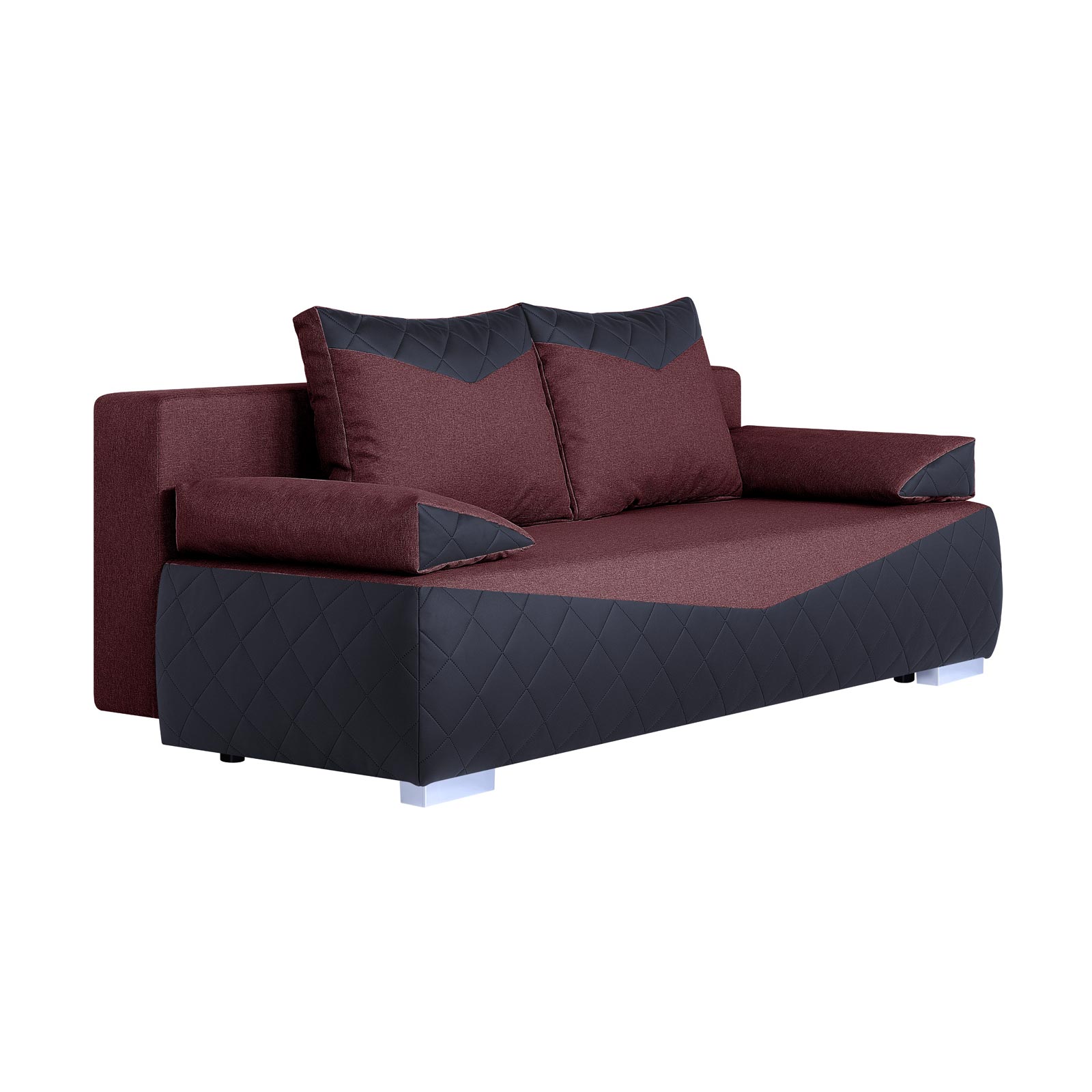 Boxspringsofa - schwarz-rot - Karosteppung - Dauerschläfer