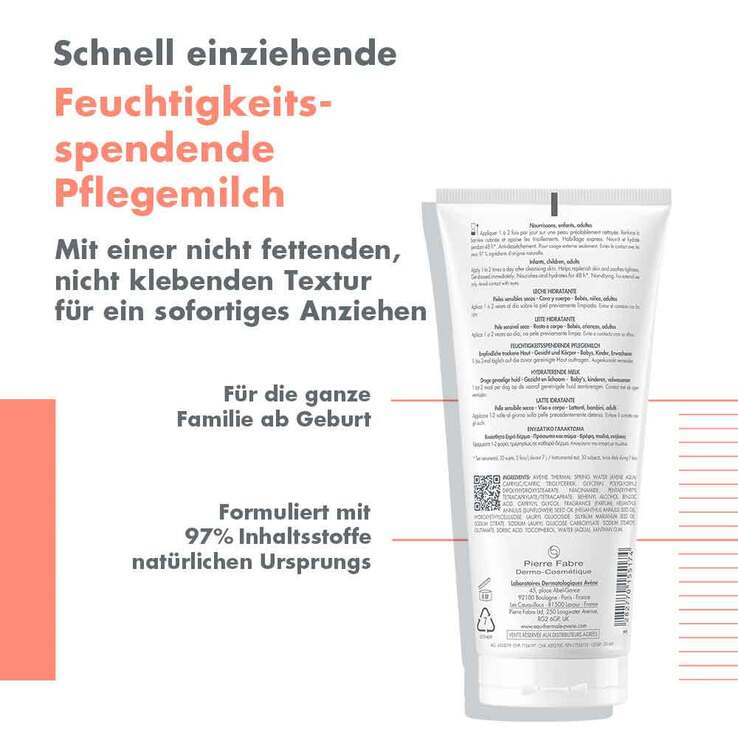 Avene Xeracalm Nutrition feuchtigkeitsspendende Pflegemilch, 200 ml