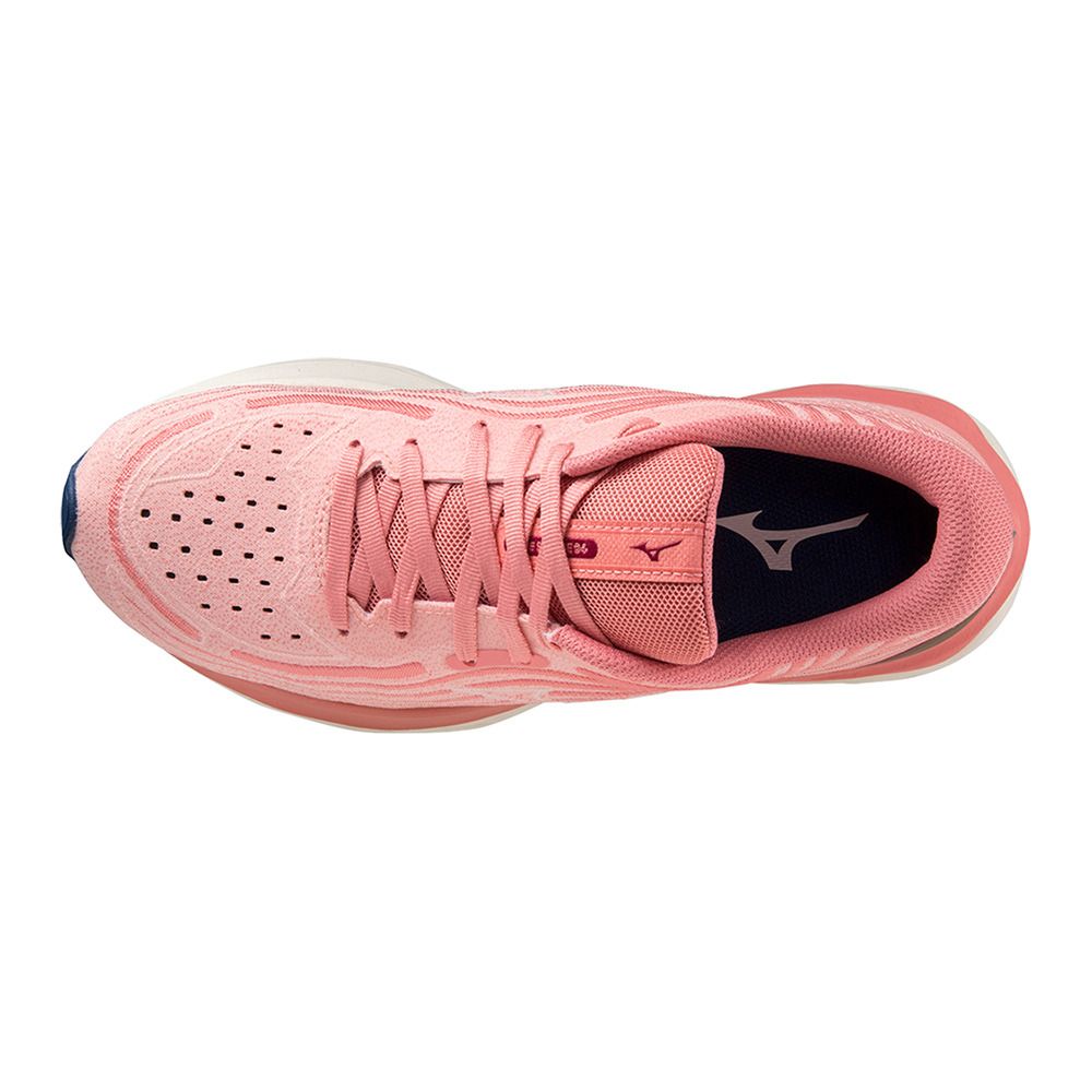 Mizuno WAVE SKY RISE 4 - Chaussures running Femme peach bud/vaporous gray/p.blossom