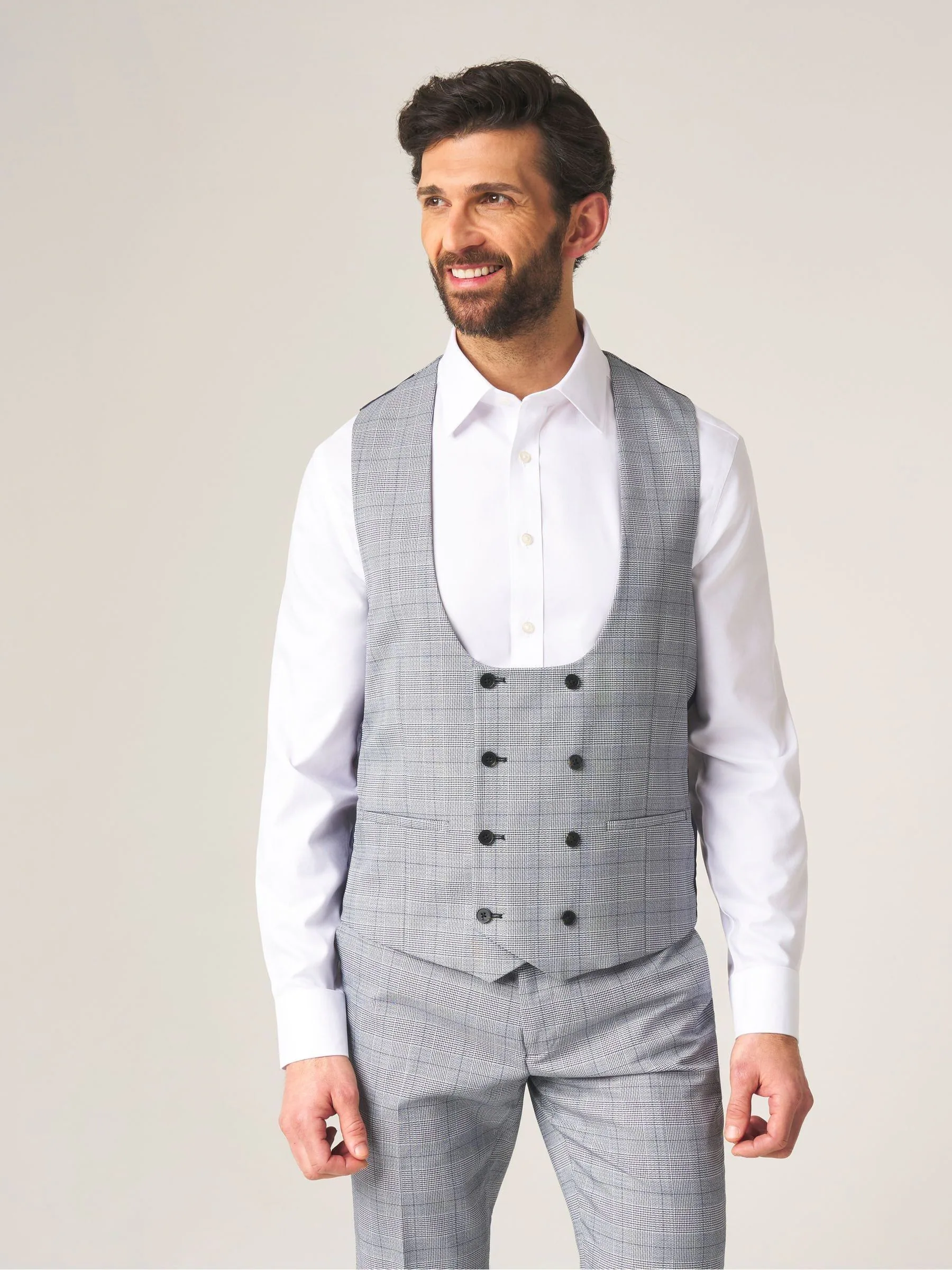 Grijs - Dubbele knoop - Skopes scoop Anello gilet met dubbele rij knopen
