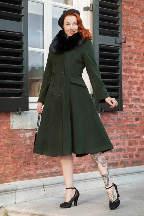 Topvintage Boutique Collection Topvintage exclusive ~ Mae swing jas in mosgroen
