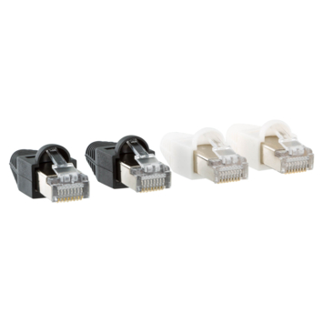 Q-Link UTP connector 4x/kap RJ45 2x zwart wit 8 stuks