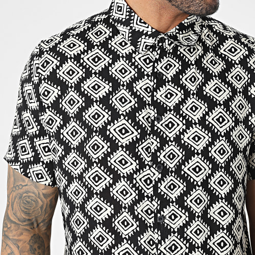 Chemise Manches Courtes Noir Beige