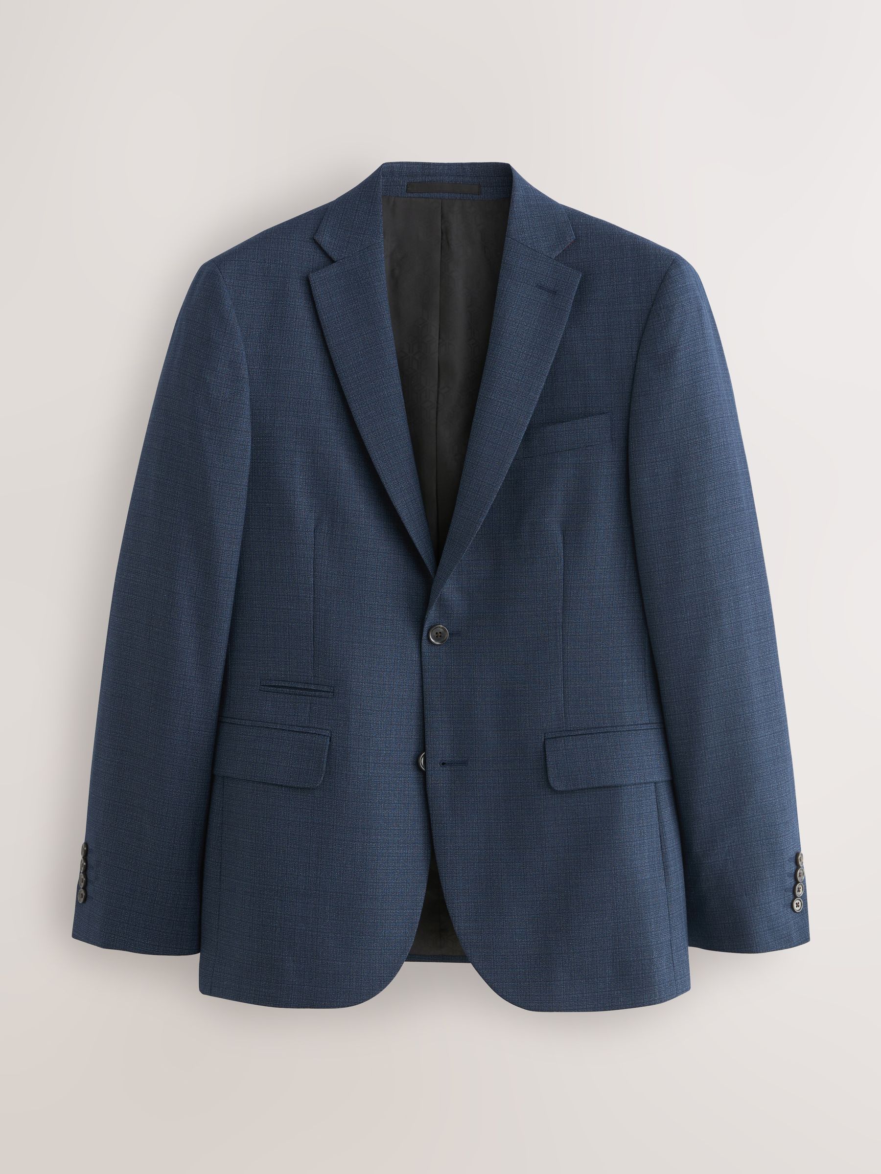 Blauw - Slim Fit - Colbert van wolmix met textuur