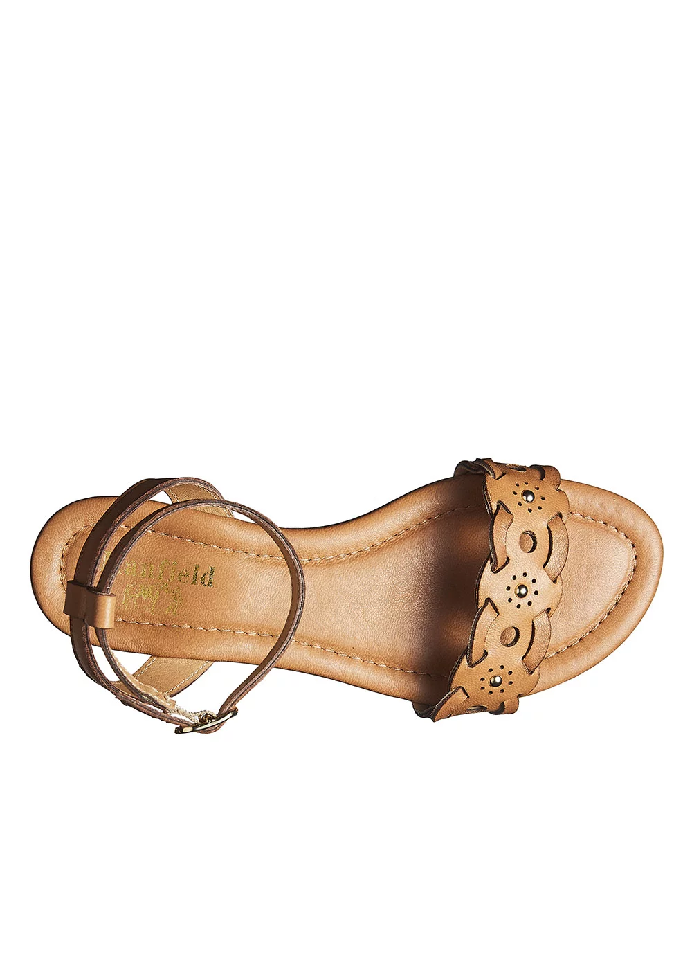 SANDALE BRIDE CHEVILLE CUIR GOLD