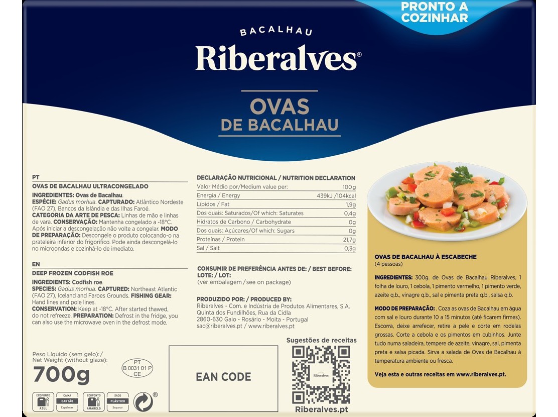 OVAS BACALHAU RIBERALVES 700G