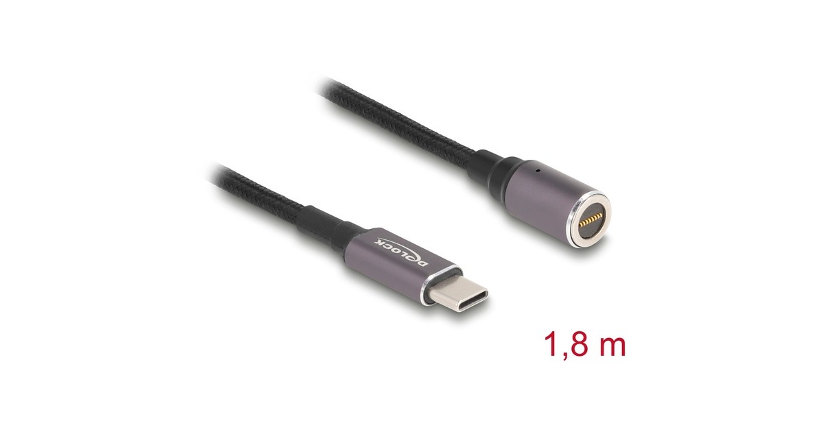 DeLOCKLaptop Charging Cable USB Type-C male to magnetic 8 pin connector 1.8 m kabel  (Antraciet/zwart)