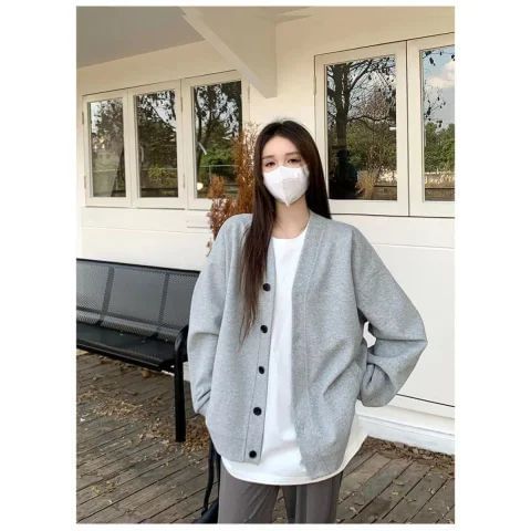 Dovitade - V-hals effen oversized bomberjack