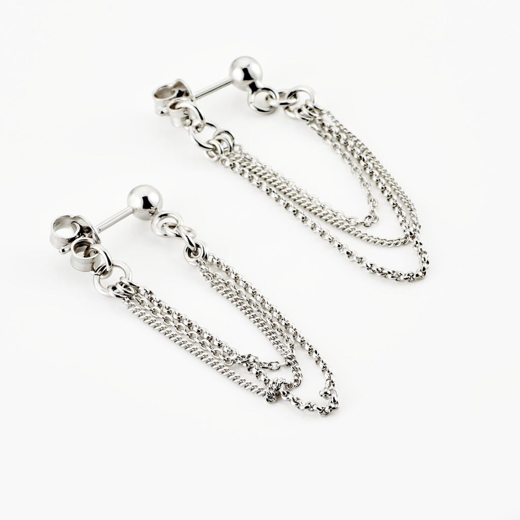 Boucles D'oreilles Pendantes Argent Blanc Novia
