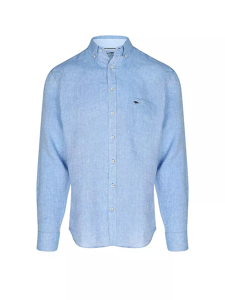 FYNCH HATTON Leinenhemd Casual Fit blau