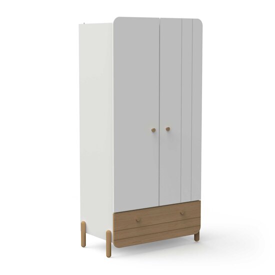 Edaj Armoire 2 portes + 1 Tiroir   Blanc Chêne        de               CBA Meubles