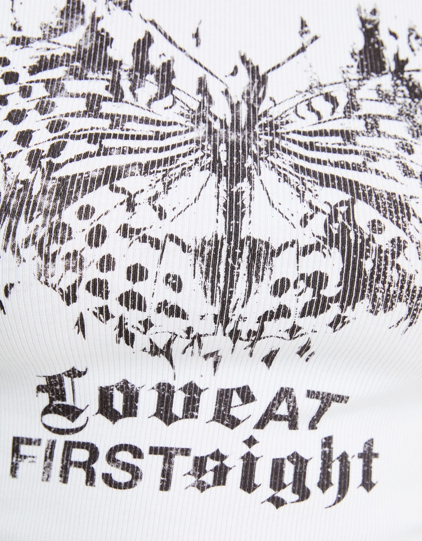 Camiseta longa raglan estampada