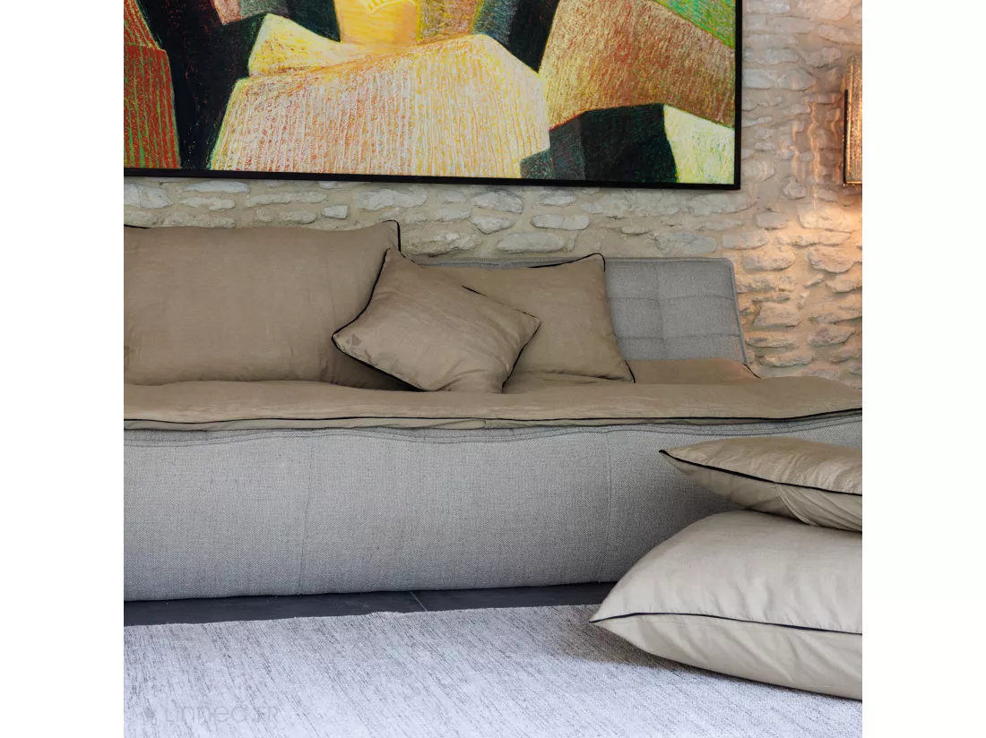 Housse d'édredon PRELUDE 80x200 cm lin et coton lavé blanc Neige