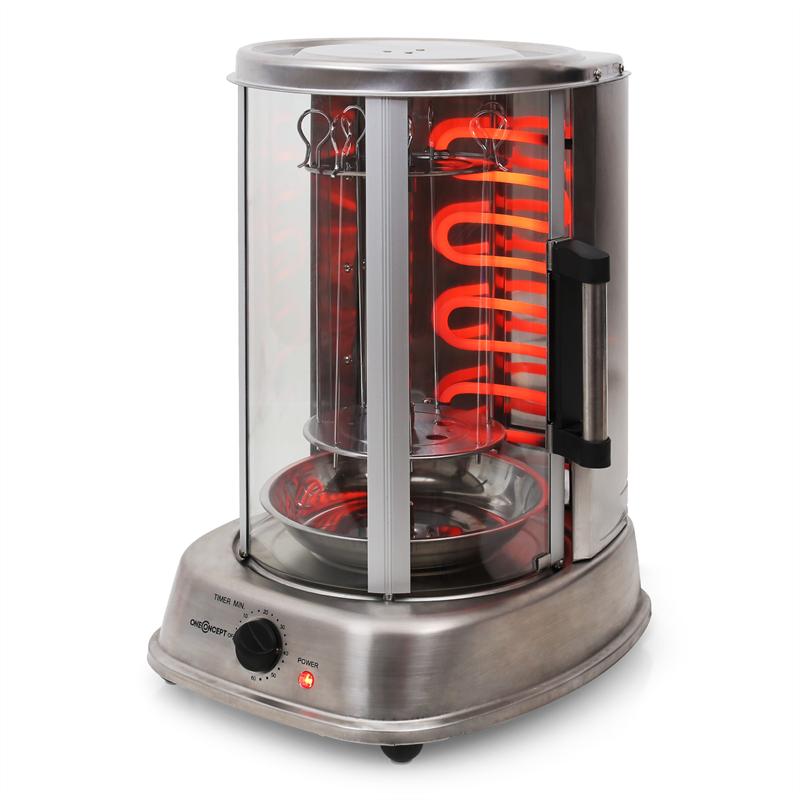 Kebap Master Pro Vertikalgrill 1500W Edelstahl inkl. Spieß Set