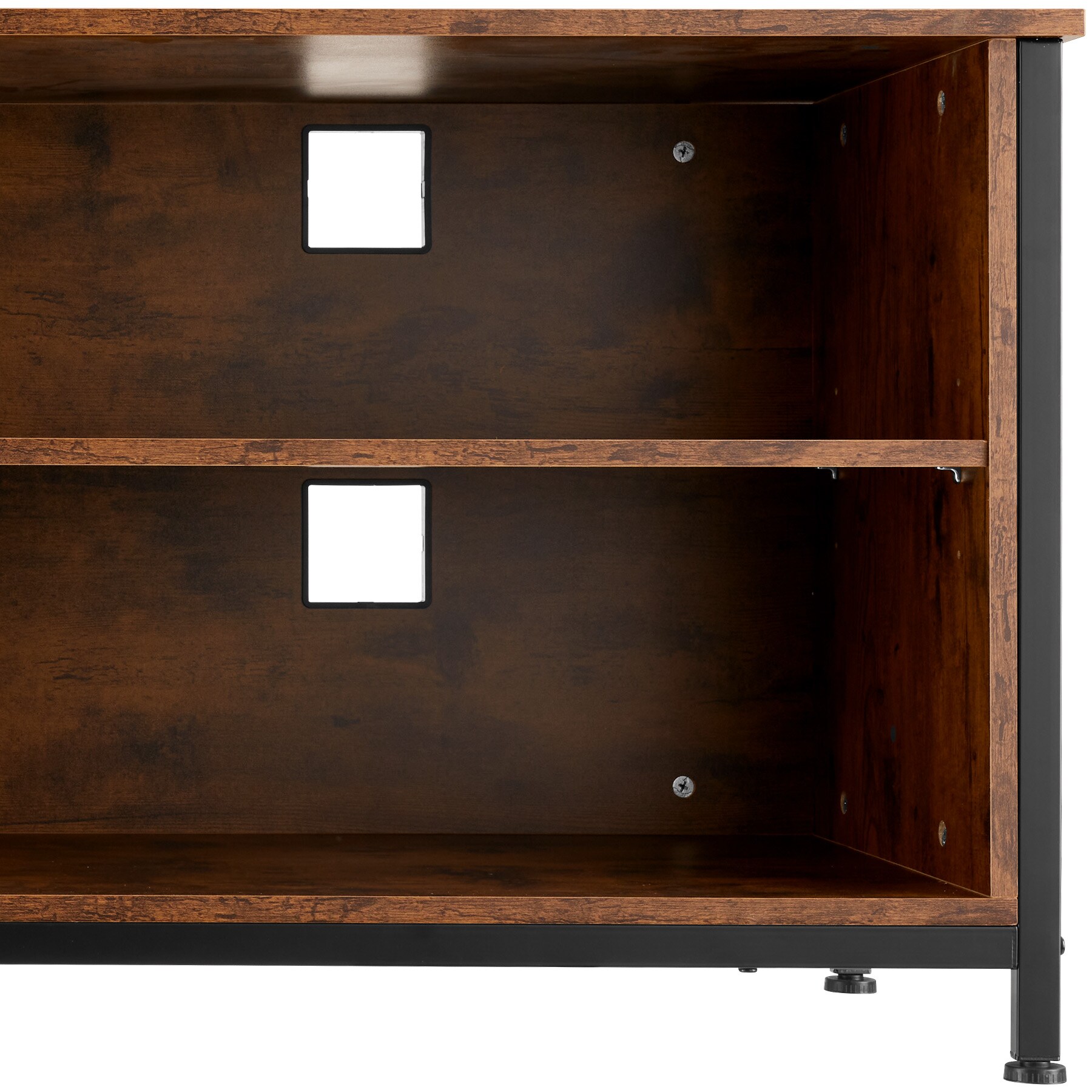 tectake® Sideboard, Industrial Style, 4 offene Fächer, 2 verstellbare Einlegeböden, 4 Kabelaussparungen, 147 x 41 x 60,5 cm
