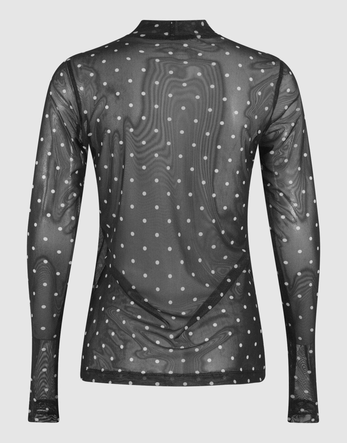 Mesh Polkadot Longsleeve Top Zwart