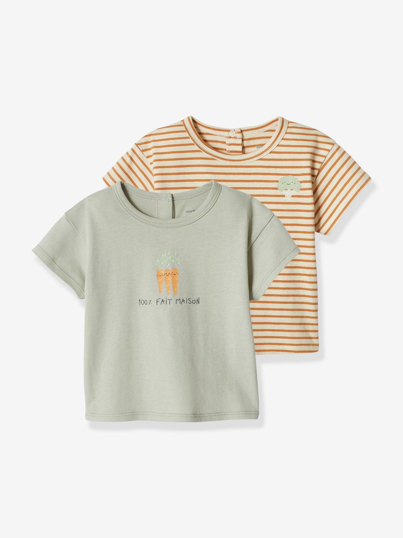 Pacote com 2 camisetas infantis de manga curta azul-gelo