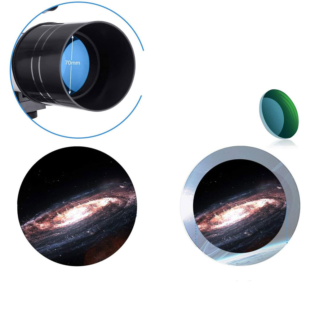 (11-tlg. Set) Kinder Teleskop mit Stativ 16x/66x Vergrösserung Astronomisches Fernglas - Schwarz / Silber