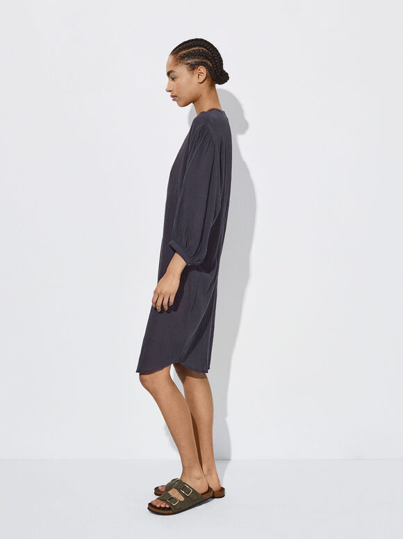 Vestido camisa de algodão - Cinza