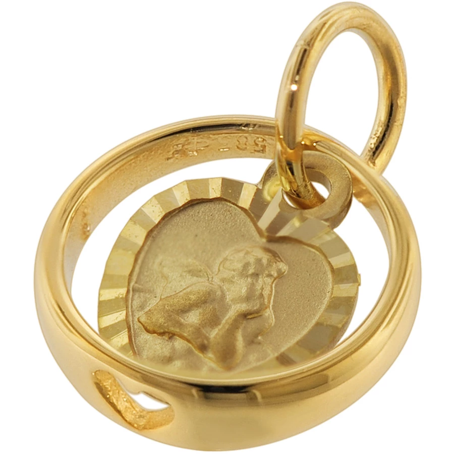 trendor Taufring mit Engel-Herz Gold 585  14K mit plattierter Halskette gold