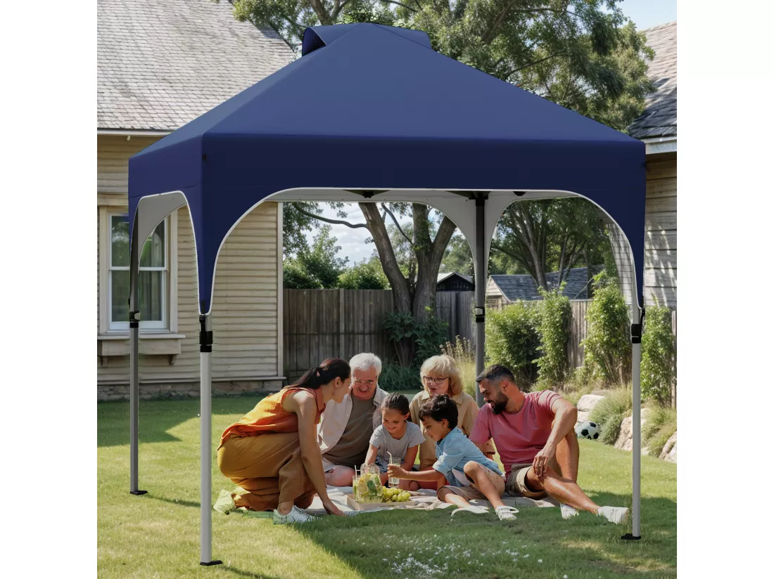 YITAHOME Tonnelle Pop-up Instantanée 3 x 3 m - Pliable - avec Sac à Roulettes - pour Terrasse - Marchés - Plage - Bleu