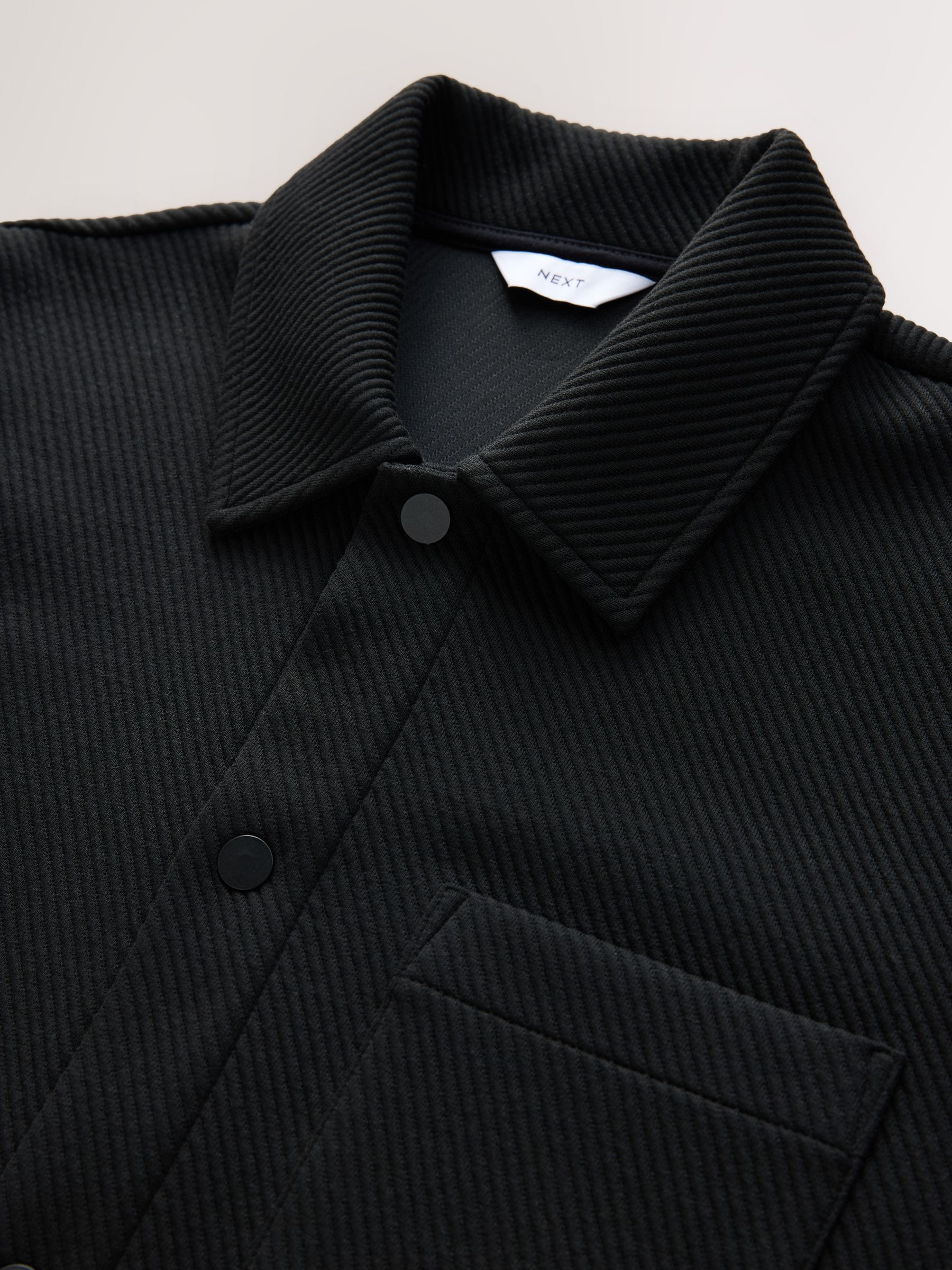 Zwart - Diagonaal structuur Jersey Overshirt