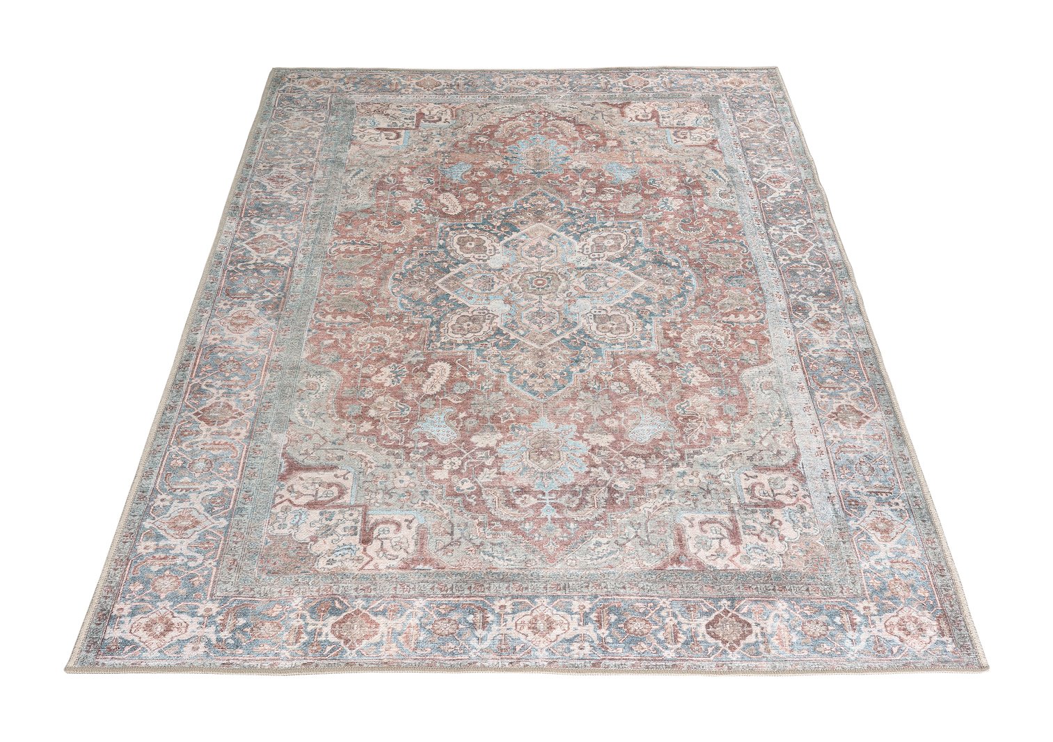 Embrace teppe 200x290cm rødtoner trykt mønster chenille