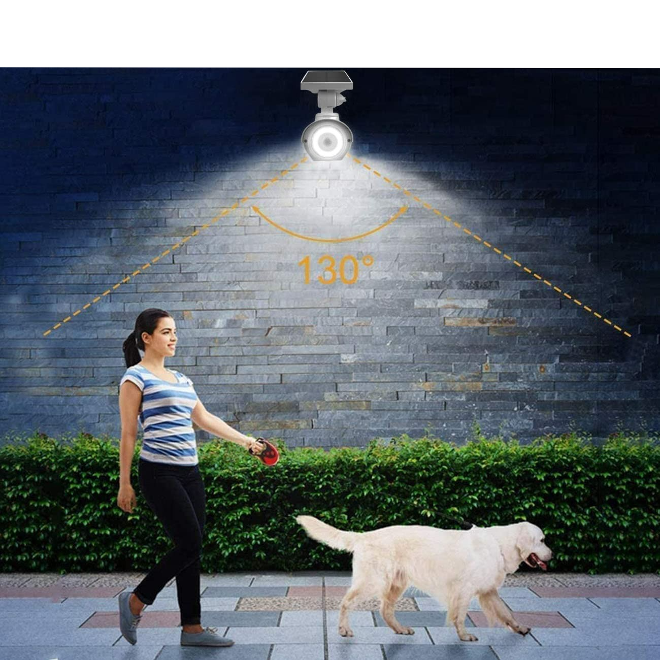 Dummy Outdoor Solar Sicherheitskamera Überwachungskamera Attrappe mit LED Beleuchtung inkl. Wandhalterung (IP66) - Weiss