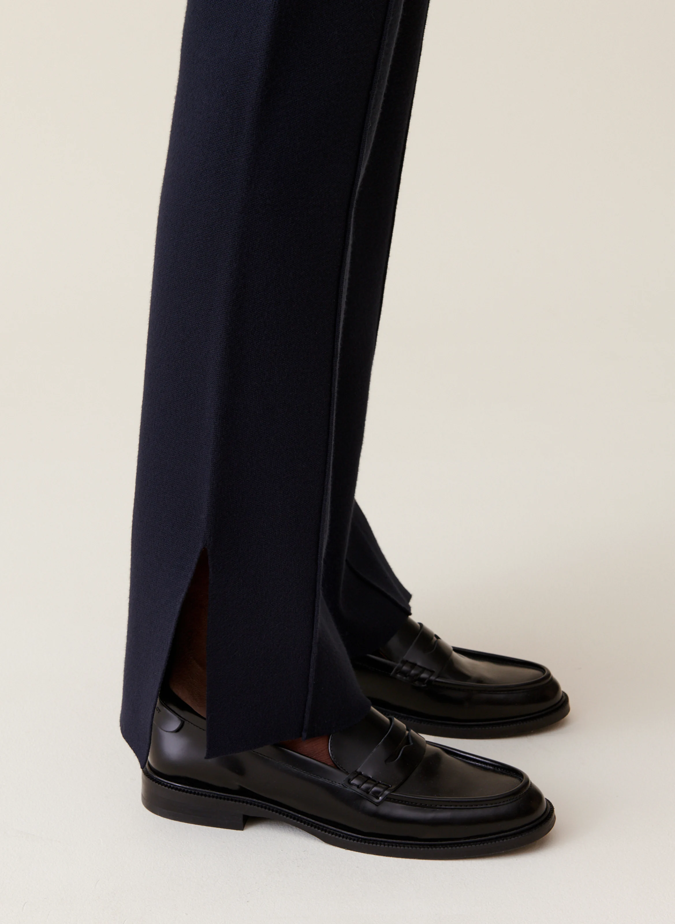 Pantalon flare en maille | Bleu