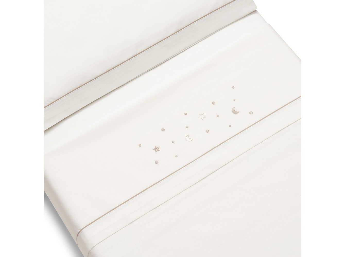 CONJUNTO DE LENÇÓIS CAMA INTERBABY BORDADO-BEIGE 60X120CM