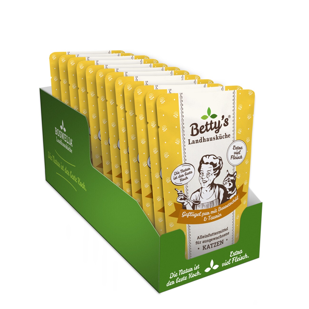 Betty's Landhausküche Frischebeutel Geflügel pur 12 x 100g für Katze